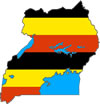 image of Uganda in Ugandan flag colors